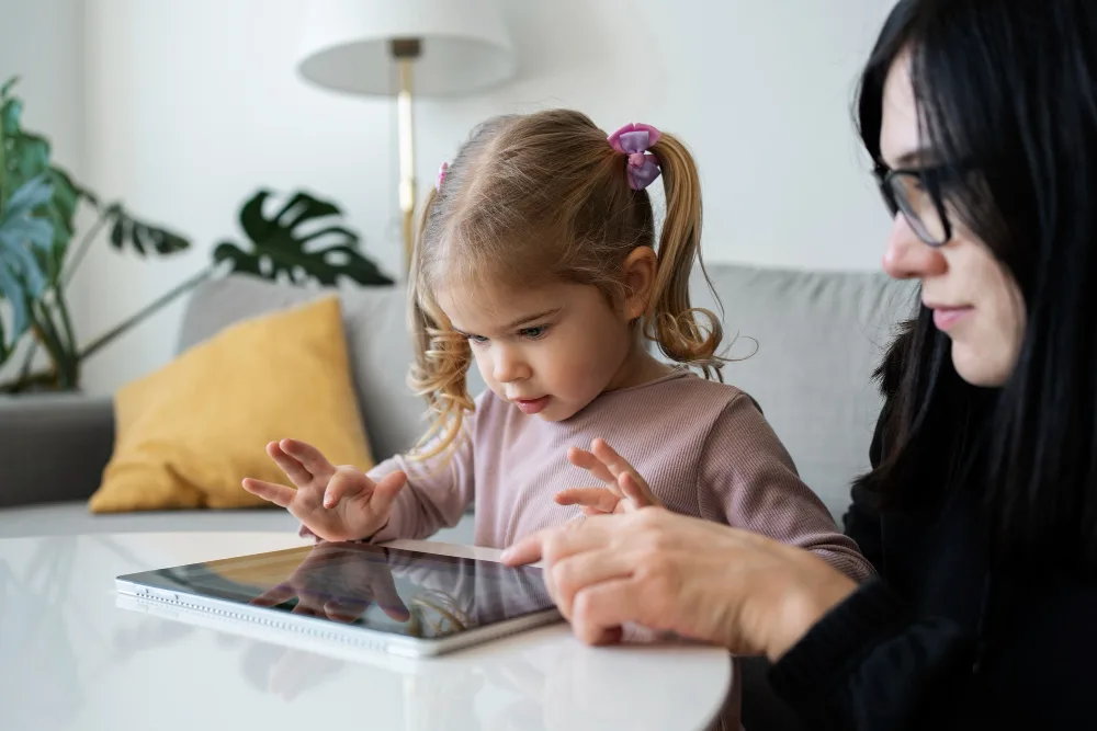 Cognitively engaged child learning happily