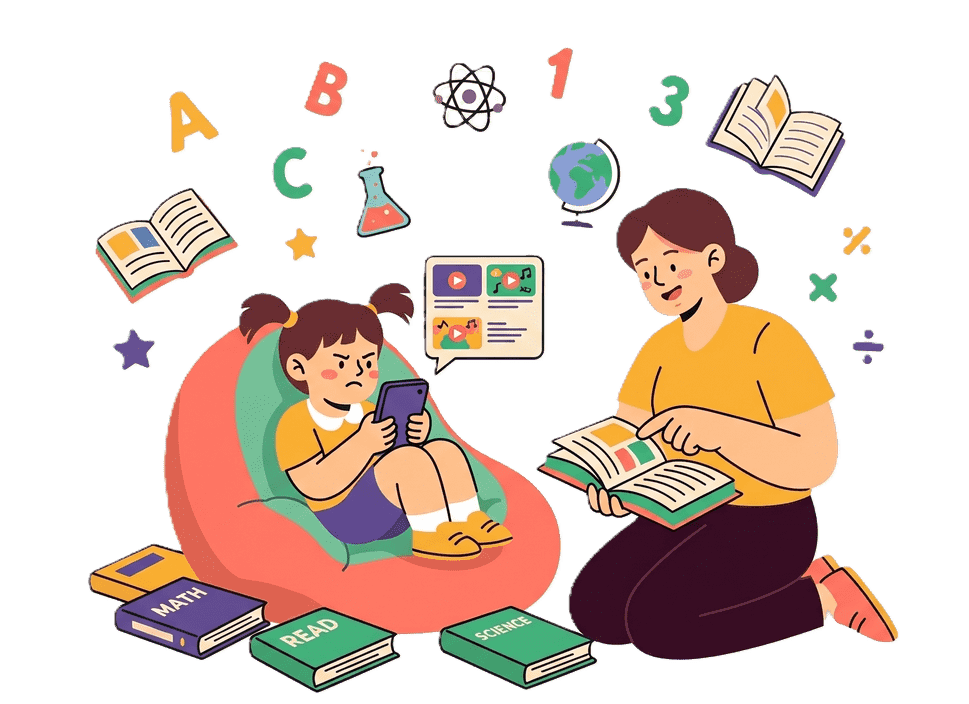 Focused child engaged in interactive learning